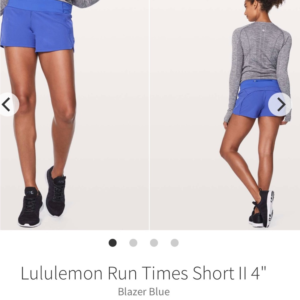 Lululemon run times shorts 4” size 6 blazer blue